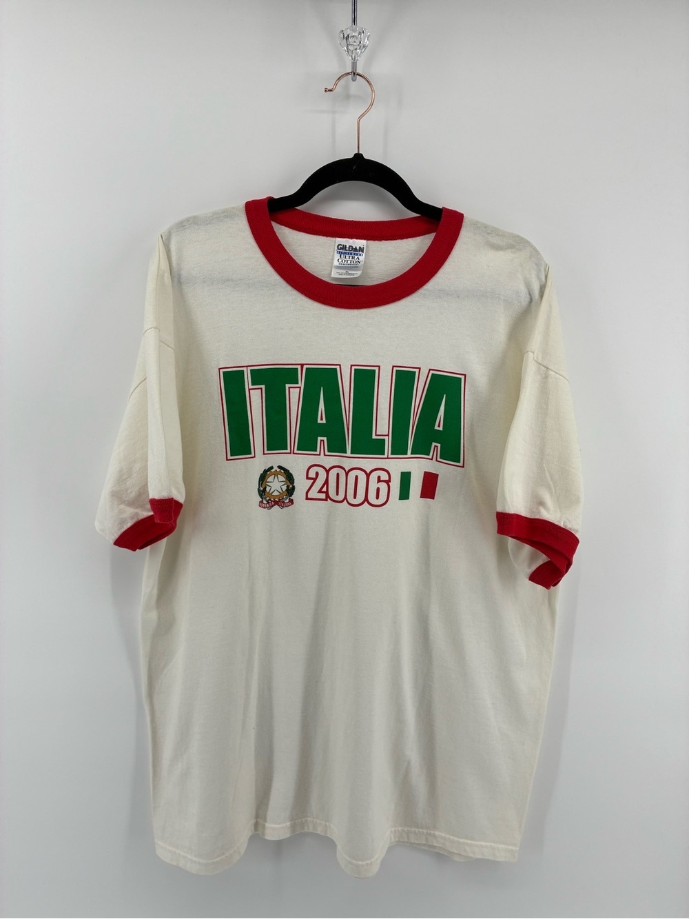Gildan Italia 2006 Tee - White with Red & Green Soccer Football World Cup